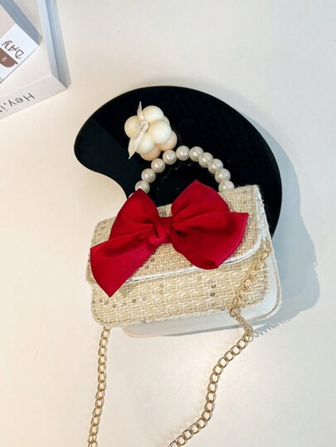 Cute Bow Mini Handbag Women Accessory Small Bag Versatile Lipstick Case Casual One Shoulder Crossbody Bag Fashionable Bow Purse For Women