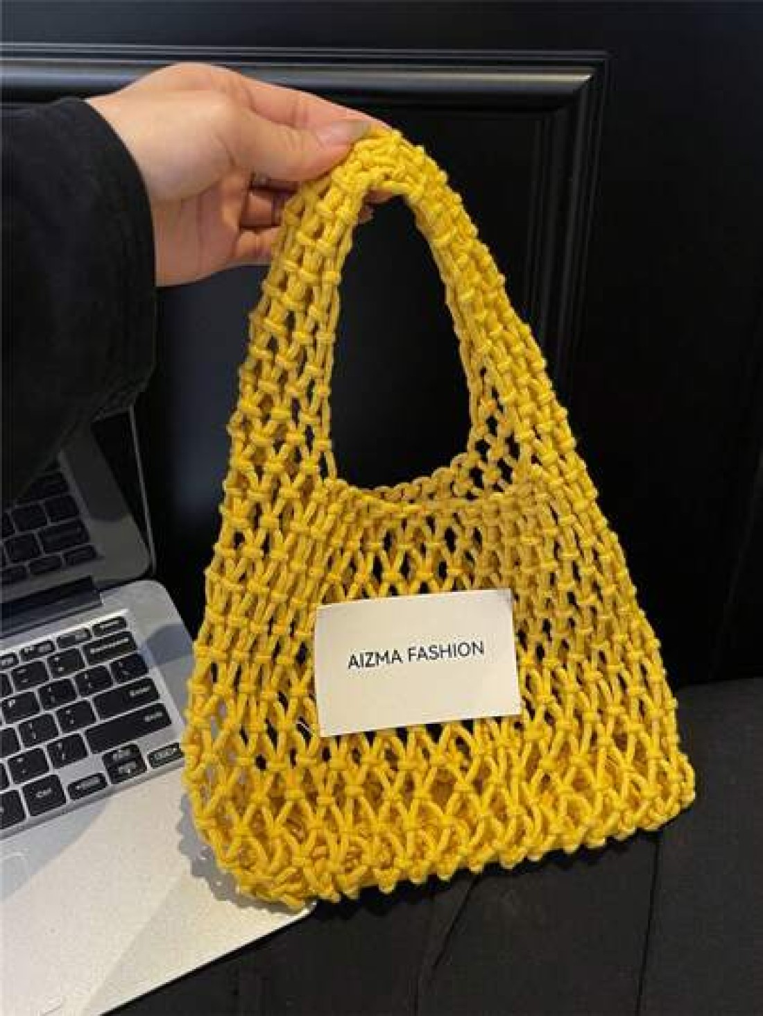 1pc Mini Handbag Nylon Open Closure Summer Hollow Woven Girl S Bag Handbag Seaside Small Mobile Phone Bag Comfortable Suitable For Daily Outings Travel Is A Perfect Gift For Girls