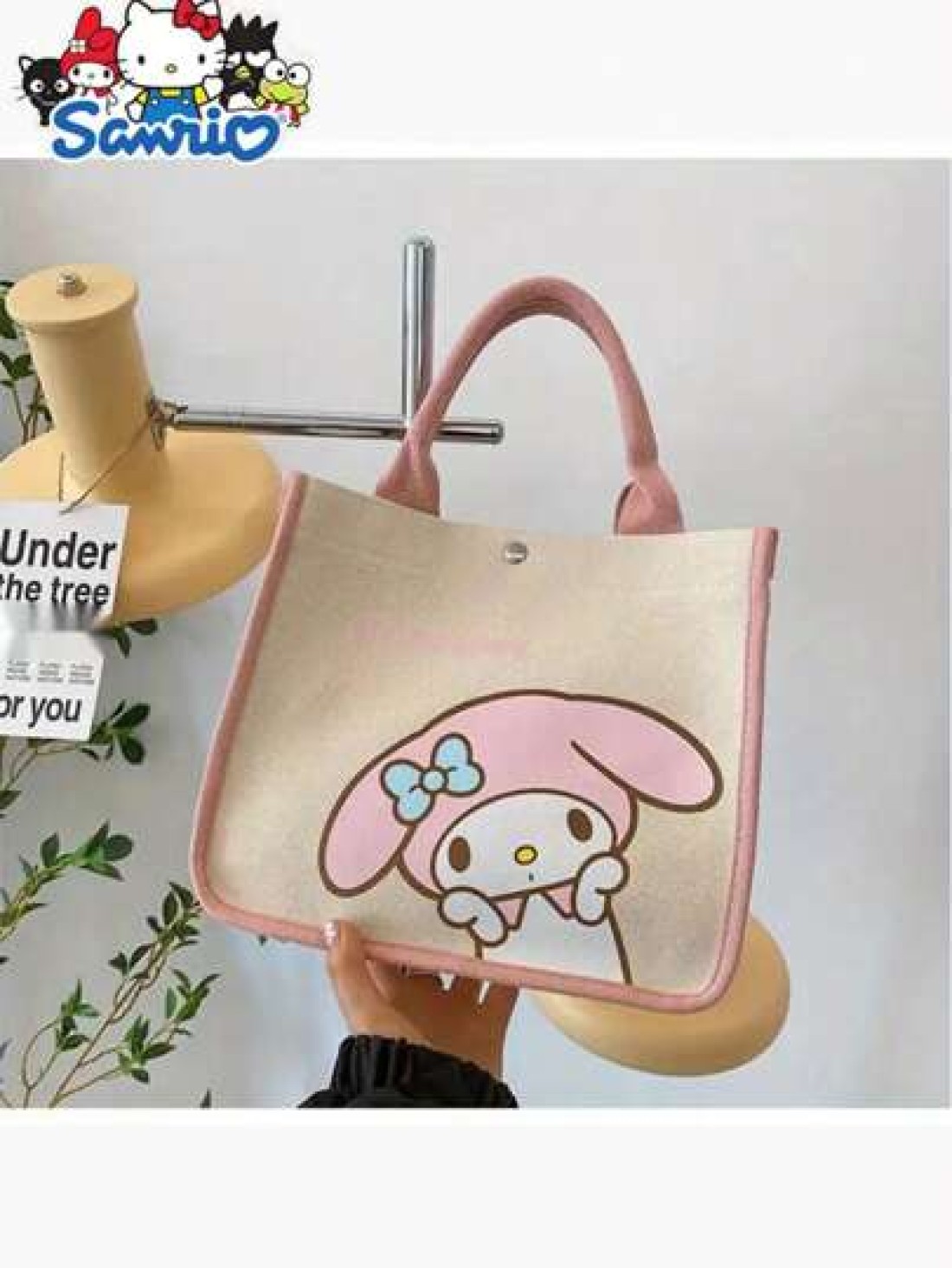 Sanrio Hello Kitty Canvas Kids Tote Bag Lightweight Cute Multifunctional Girl s Handbag With Cosmetic Bag Available In Red Green And Black