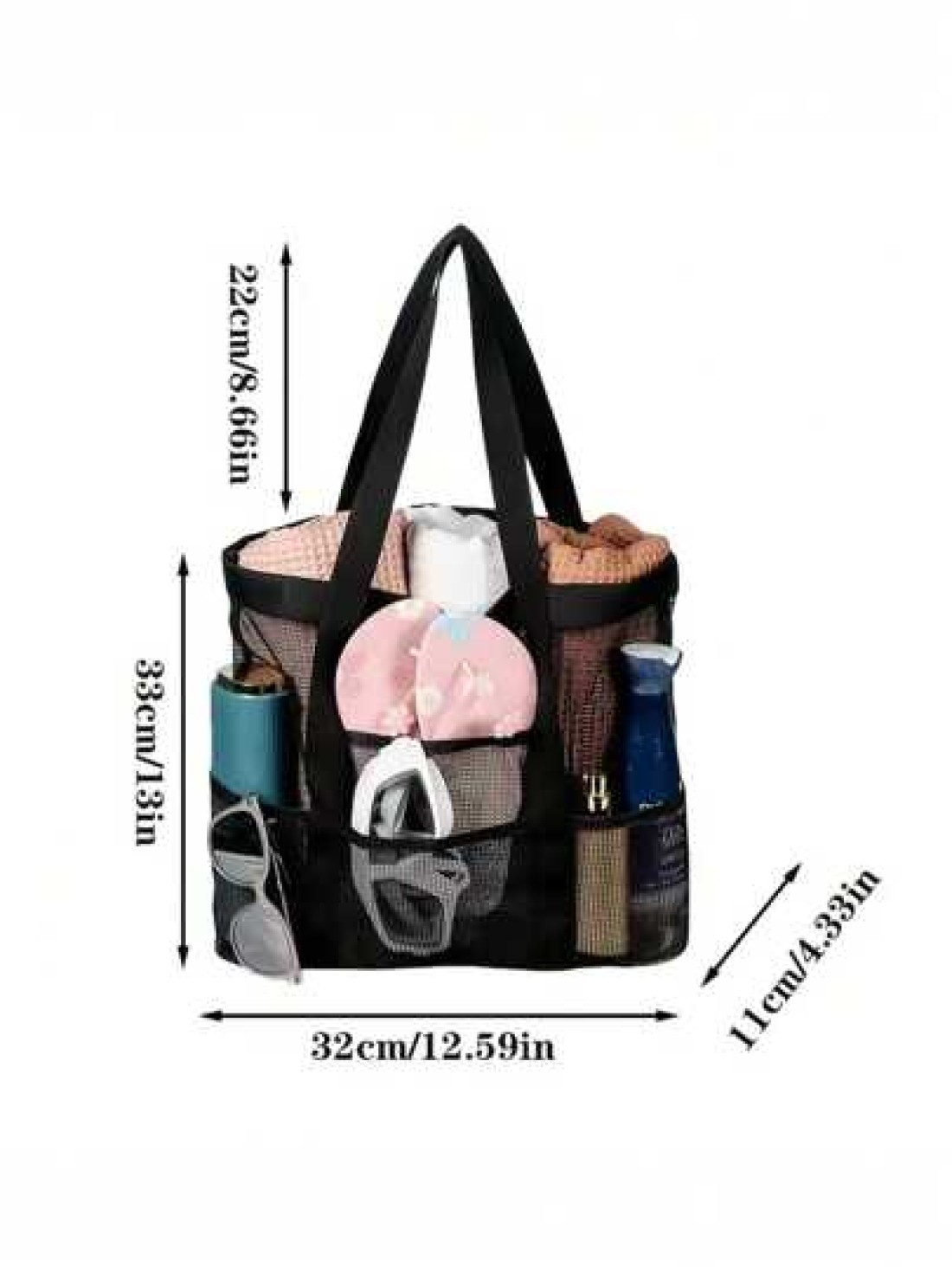 1pc Beach Bag Large Capacity Toy Mesh Swimming Bag Wash Shoulder Backpack Outdoor Multi Functional Travel Hand Held Shoulder Beach Bag Swimsuit Storage