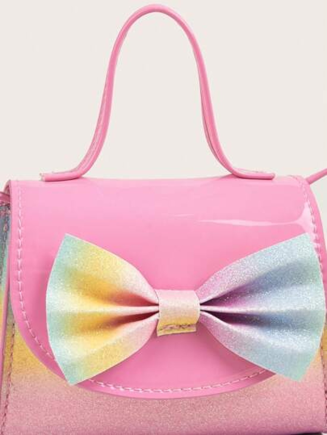1pc Girls Cute Bowknot Mini Crossbody Bag In Holographic Plaid Print Coin Purse