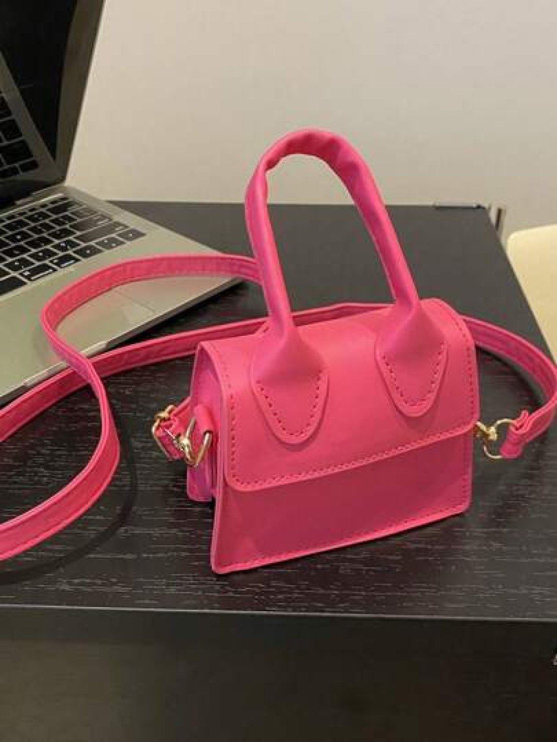 1pc Girls Solid Color PU Flap Closure Mini Handbag Retro Fashion Tote Crossbody Shoulder Bag Suitable For Daily Use