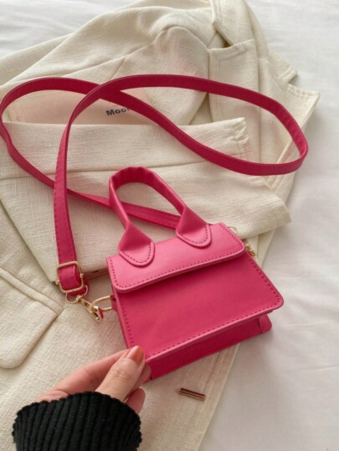 1pc Solid Color PU Flap Closure Mini Handbag Fashionable Retro Tote Shoulder Crossbody Square Bag Suitable For Daily Use