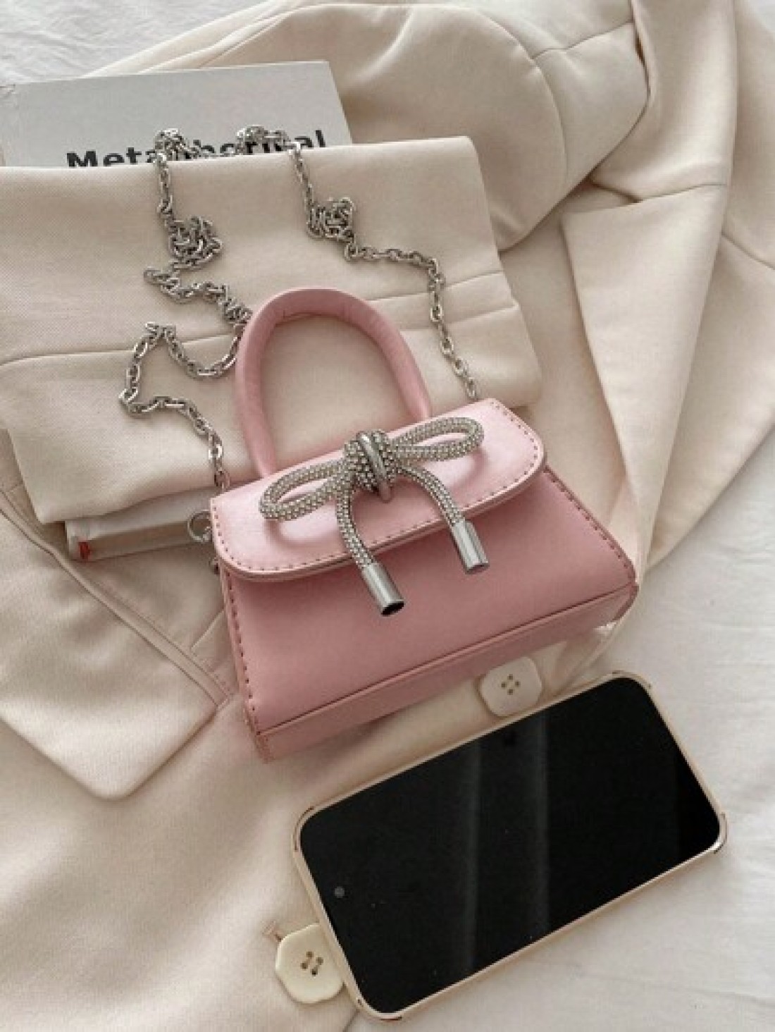 1pc Children s Solid Color Pu Handbag With Bowknot Detail Simple And Fashionable Can Be Used As Handbag Or Crossbody Bag