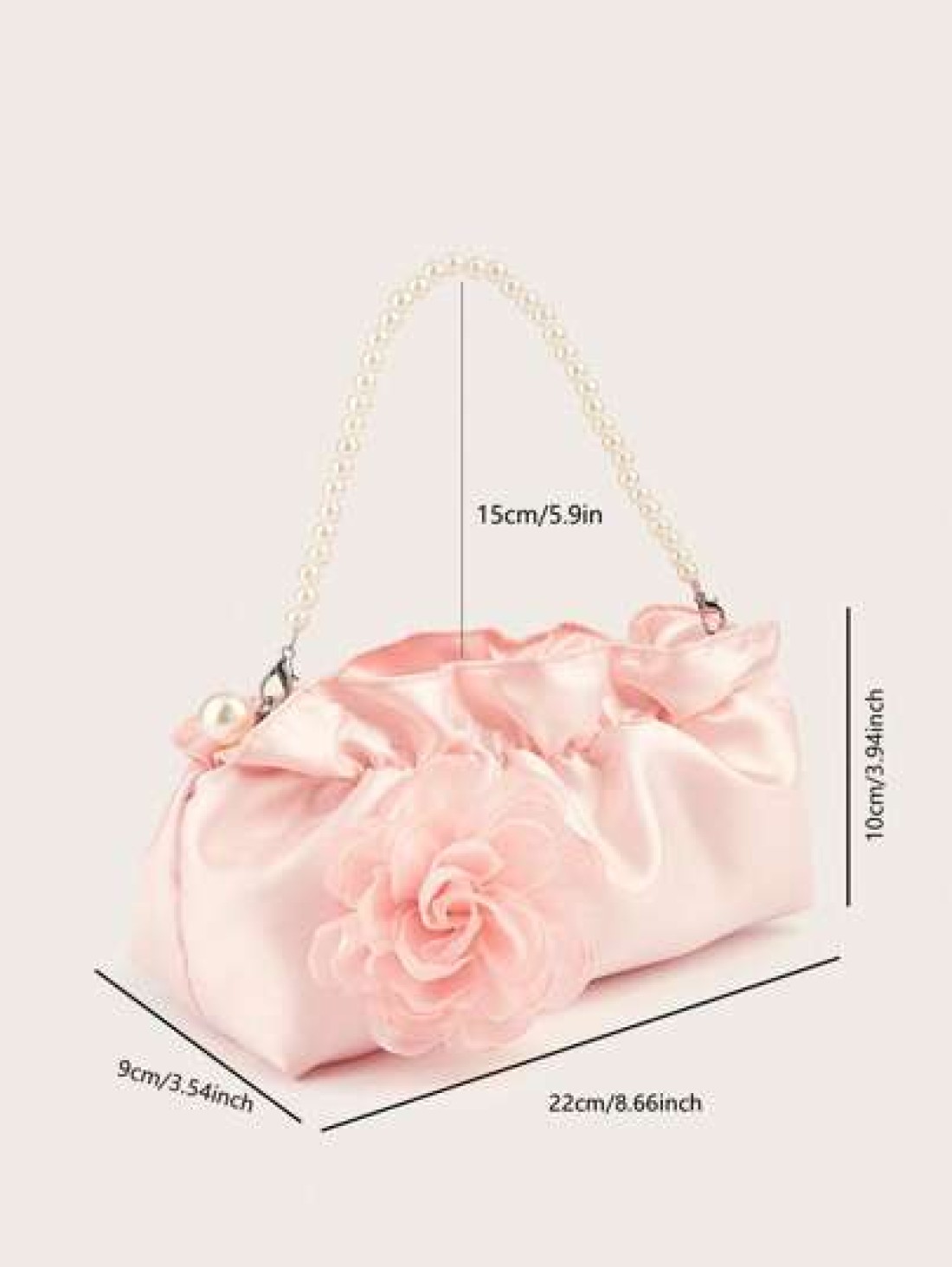 1pc Pearl Clutch Bag Pleated Cloud Shaped Handbag For Phone Keys Coins Perfect For Little Ladies Floral Pearl Purse