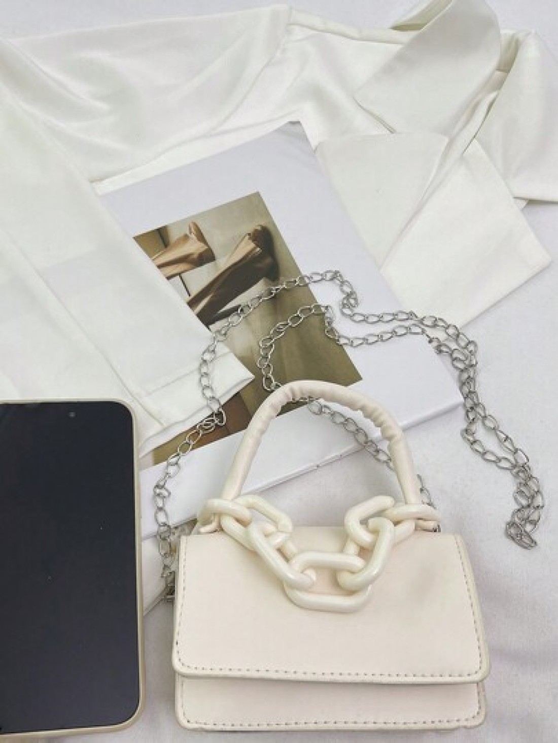 1pc Girl S Handbag Simple And Casual Fashion Style Large Capacity Lightweight Girl S Small Square Bag Solid Color Pu Leather Fabric Magnet Closed Detachable Chain Multiple Carrying Methods In One Bag