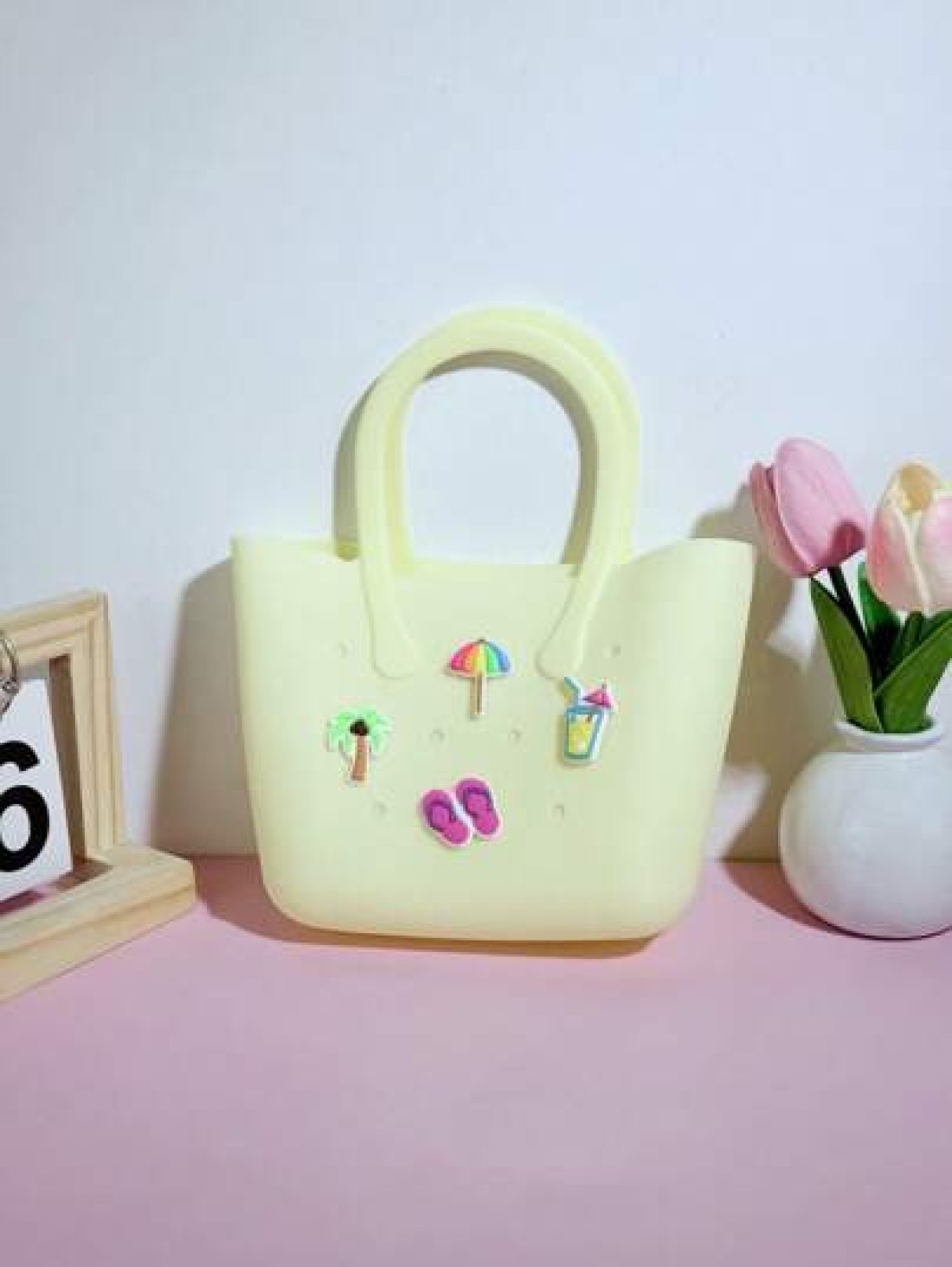 1pc Silicone Hollow Tote Bag For DIY Parent Child Storage Beach Use Suitable For Carrying Phone Messenger Bag Maternity Bag