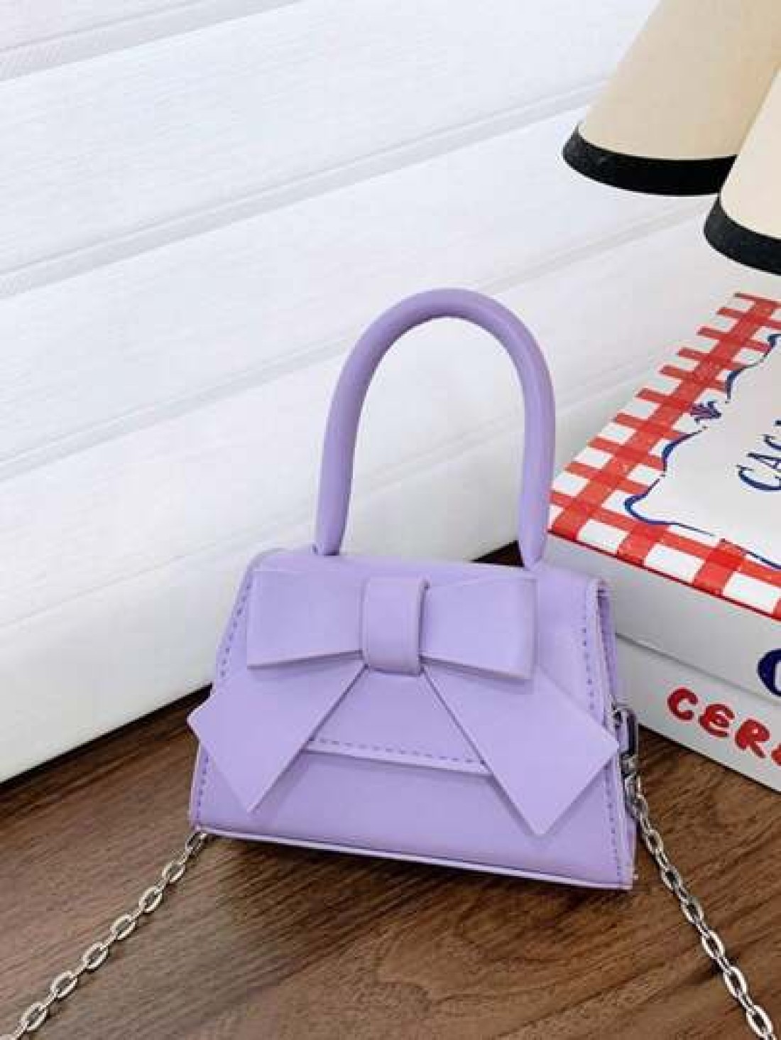 1pc Pu Magnet Closure Mini Fashion Cartoon Cute Sweet Bow Handbag Niche Design For Going Out To Play Change Lipstick Bag Korean Highly Attractive Chain Shoulder Messenger Bag Suitable For Going Out Sc