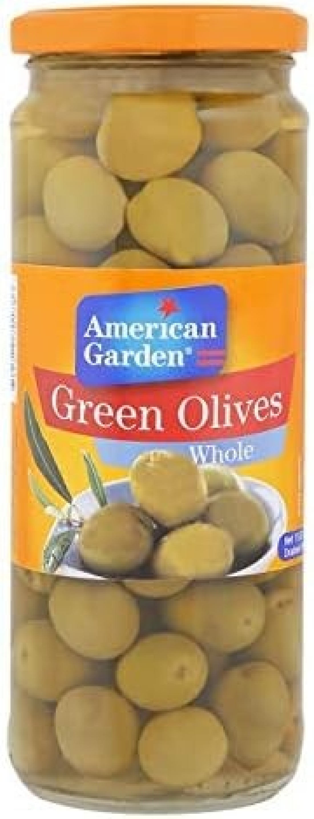 A GARDEN GREEN WHOLE OLIVES 450GM
