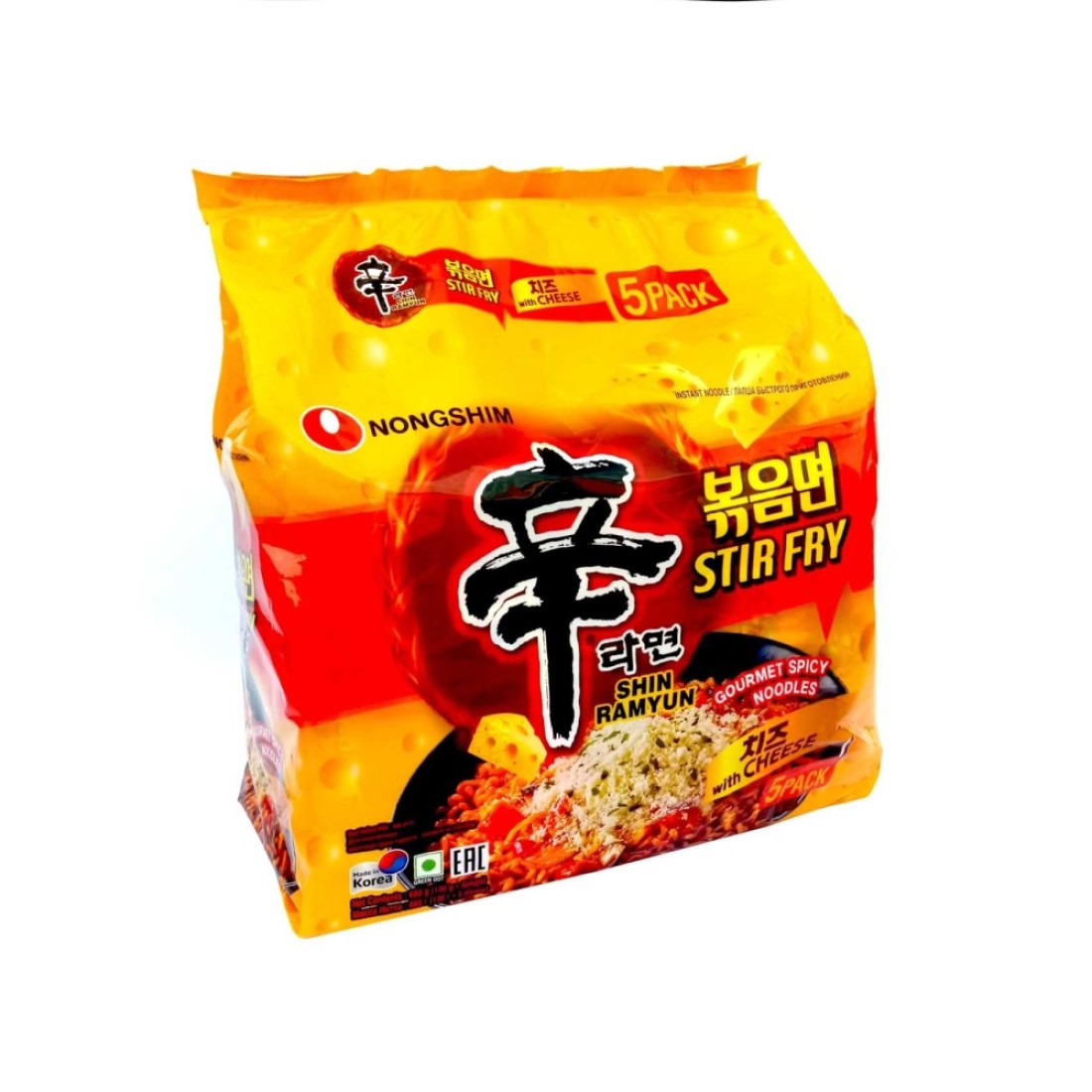 Nongshim Shin Ramyun Stir Fry Gourmet Spicy Noodles With Cheese Pack of 5