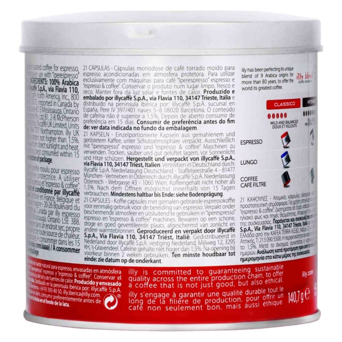 Illy Blend Classico Roast Espresso Coffee Capsules 21 Capsules 140.7g