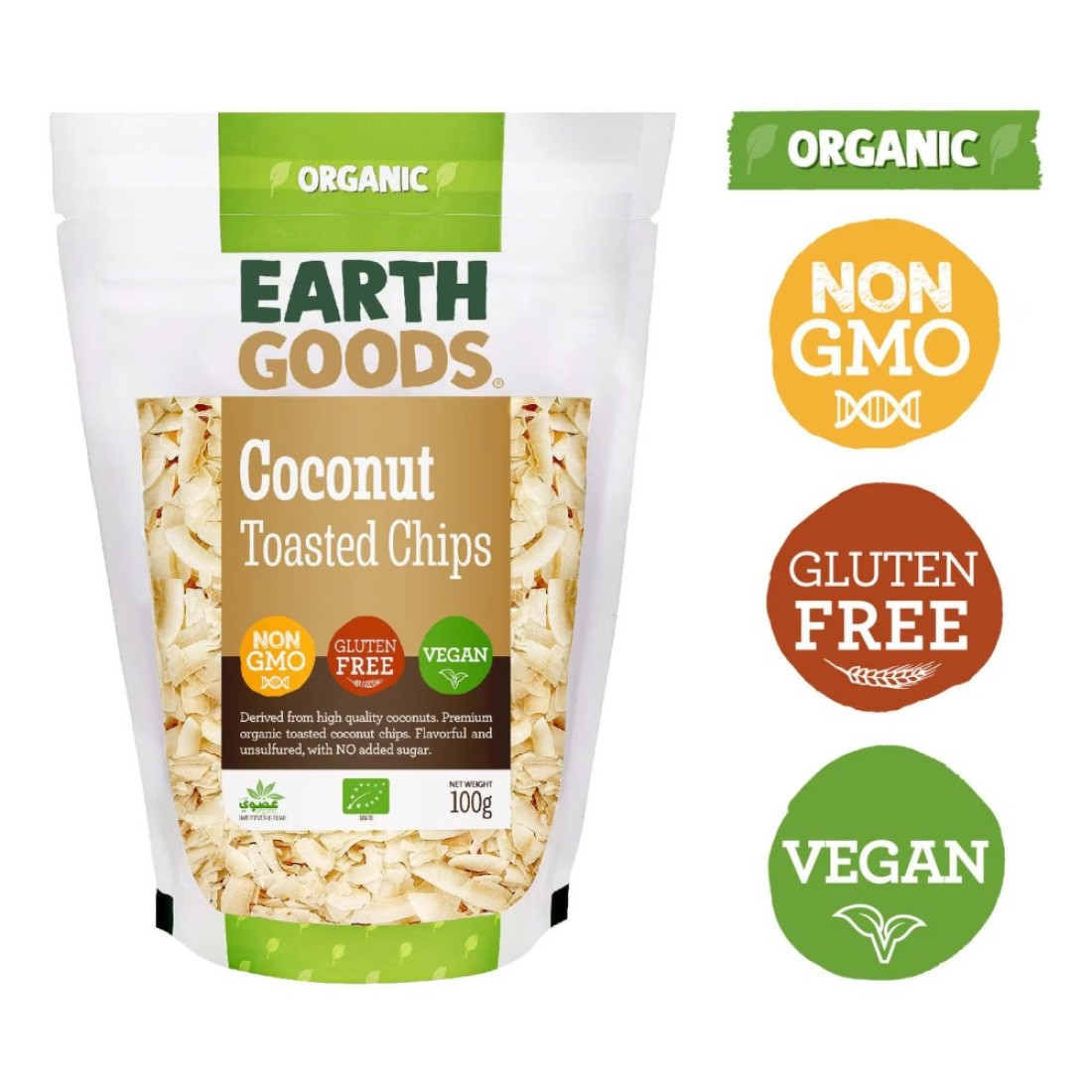 Earth Goods Organic Coconut Toasted Chips 100g