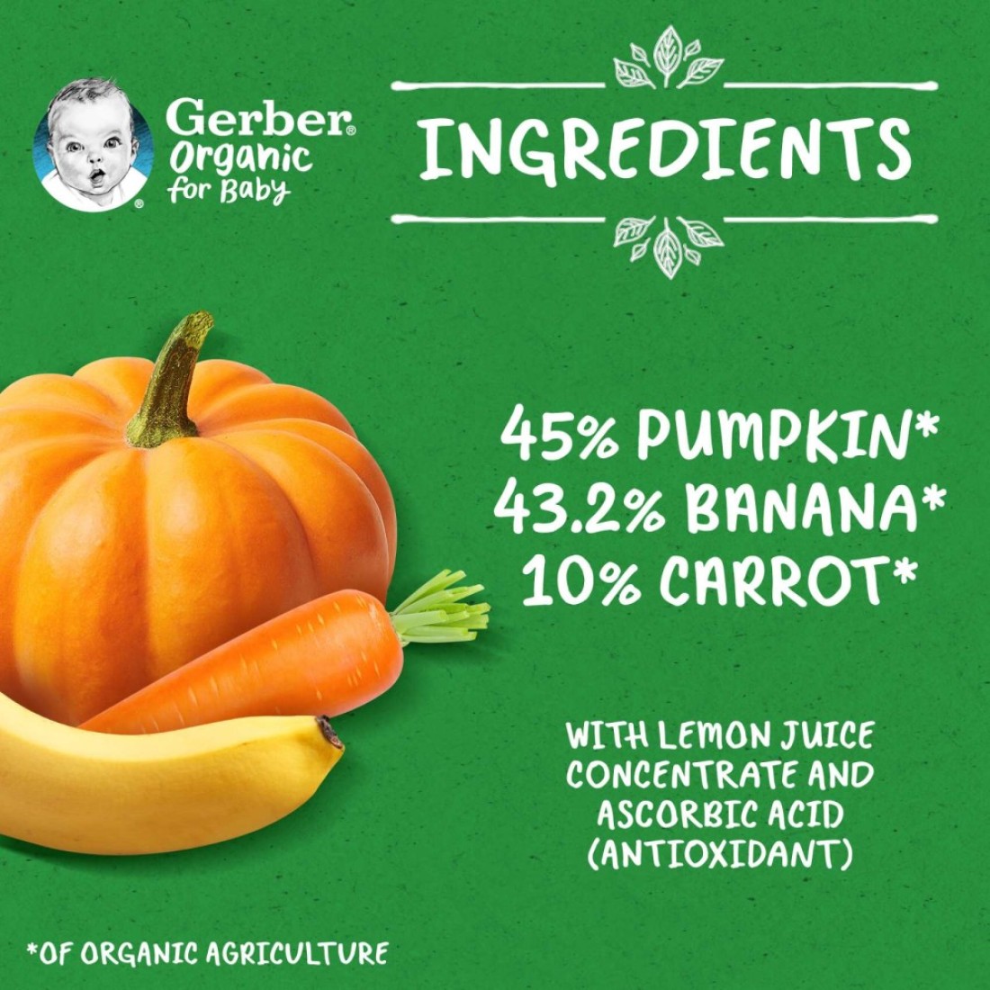 Gerber Organic with Pumpkin, Banana and Carrot, 90g
