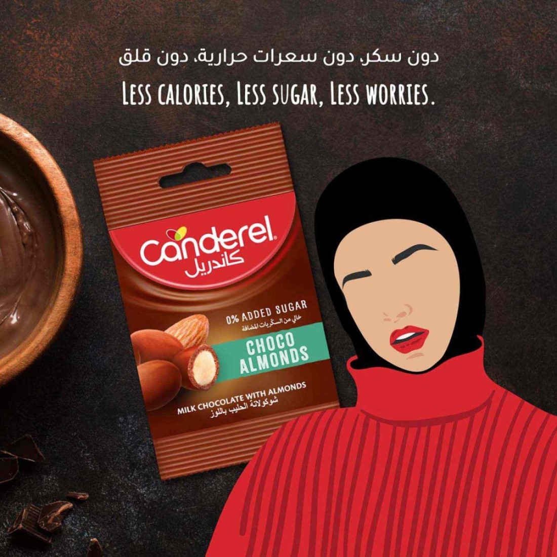 Canderel Choco Almonds Milk Chocolate No Added Sugar Bar 40g