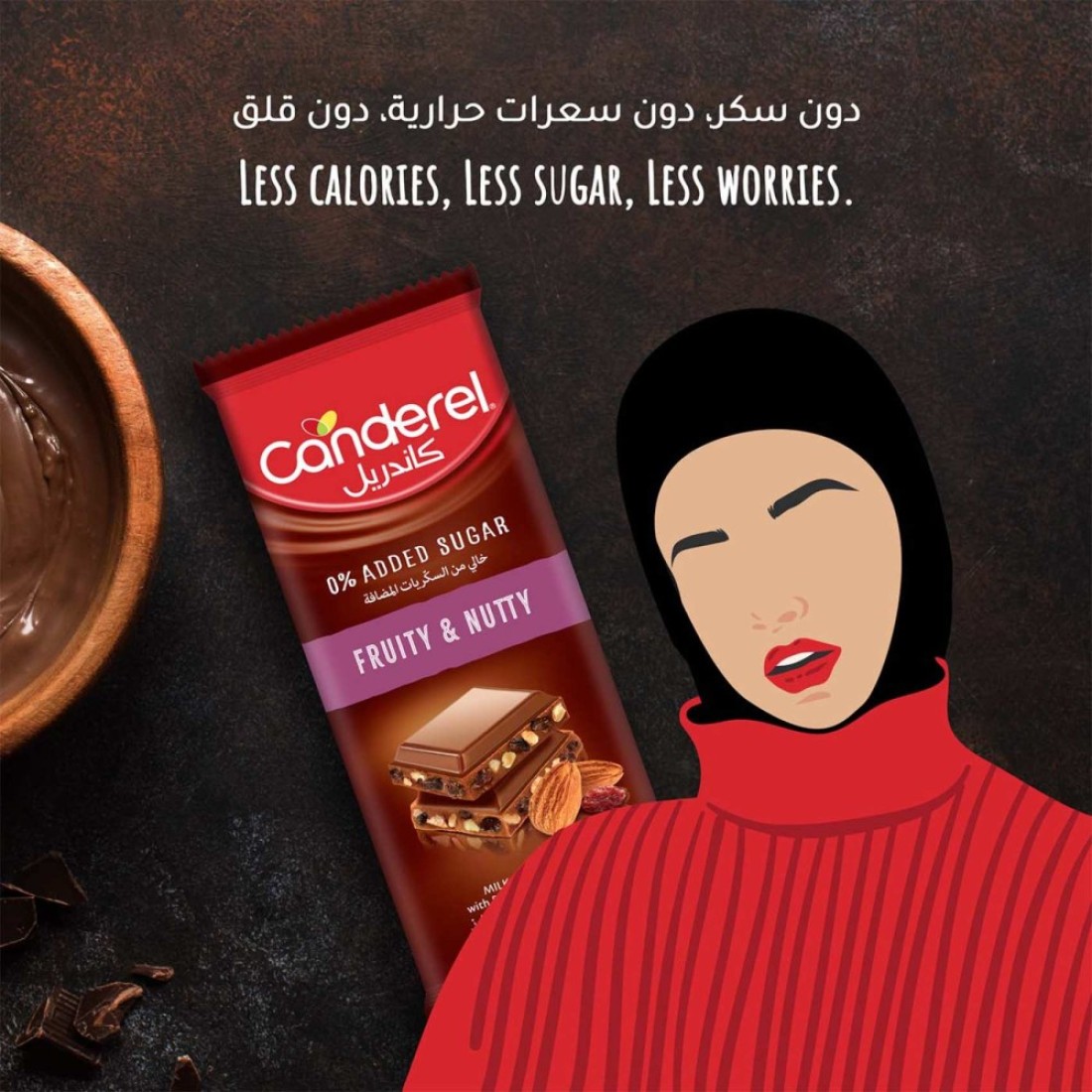 Canderel Fruity and Nutty Milk Chocolate with Raisins &amp; Almonds No Added Sugar 100g