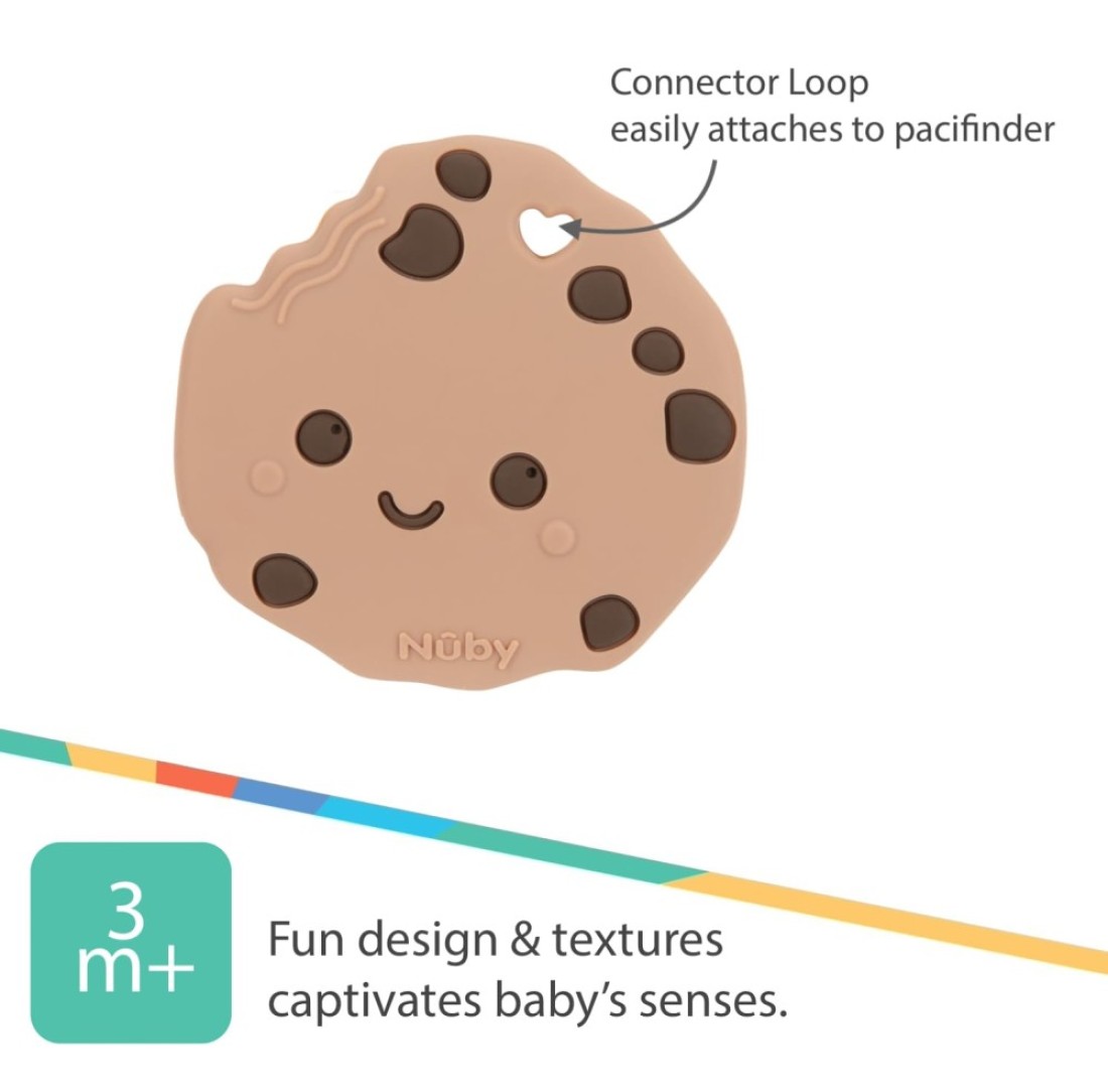 Nuby All Silicone Chocolate Chip Cookie Teether 3 Months