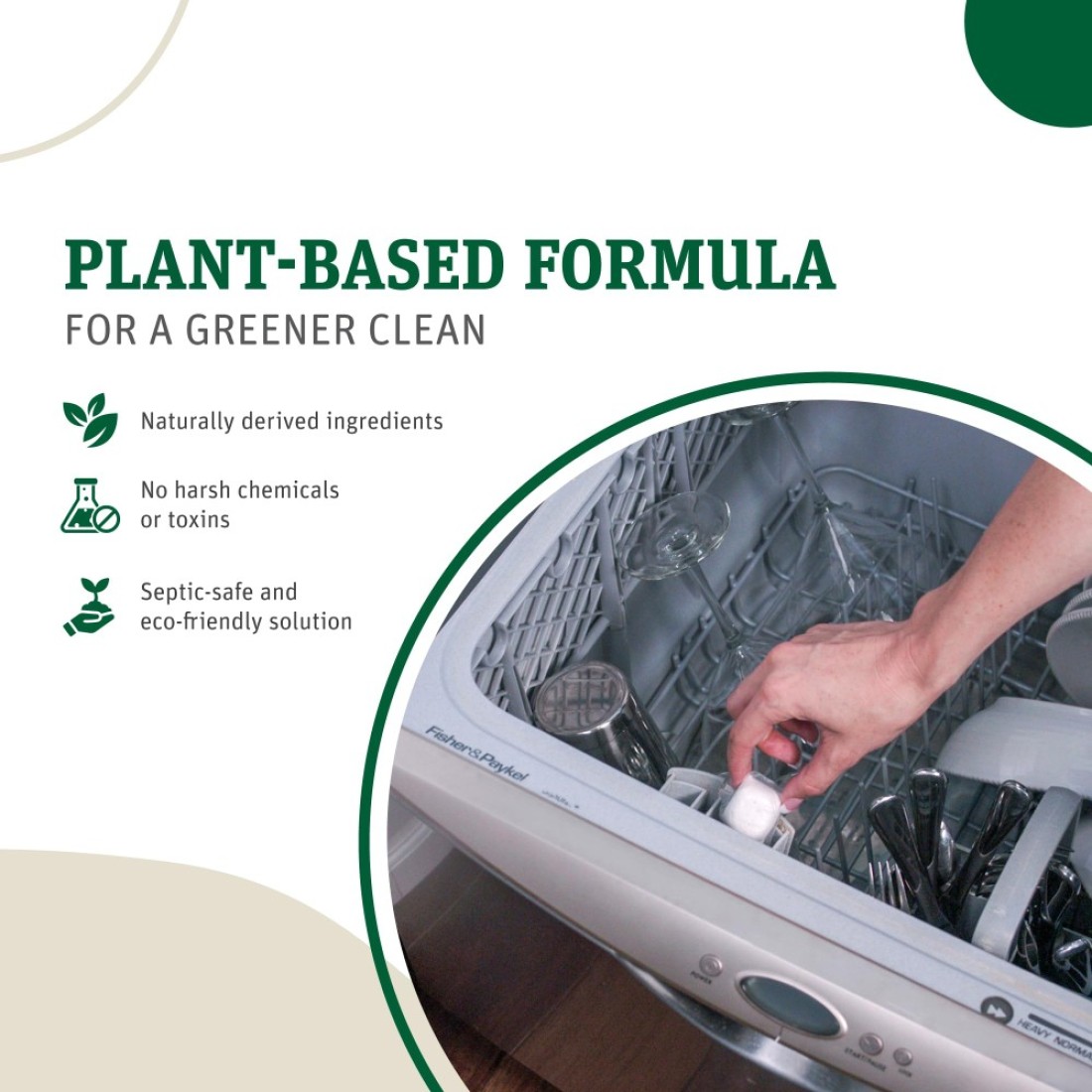 Grab Green Automatic Dishwashing Detergent Pods 24 Count Thyme Fig Leaf Scent Plant and Mineral Based Superior Cleaning Powerful Grease Removal
