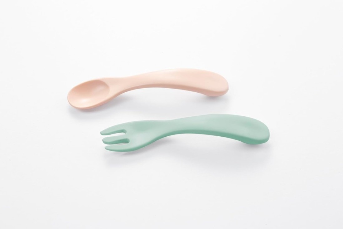 Inochi Amori Baby Feeding Set, Self Feeding For Toddlers &amp; Kids, Toddler Cutlery Kit, Reusable Odorless BPA Free, Dishwasher &amp; Microwave Safe, Plate Bowl Spoon Fork Cup, Milky Orange + Tea Green 6pcs