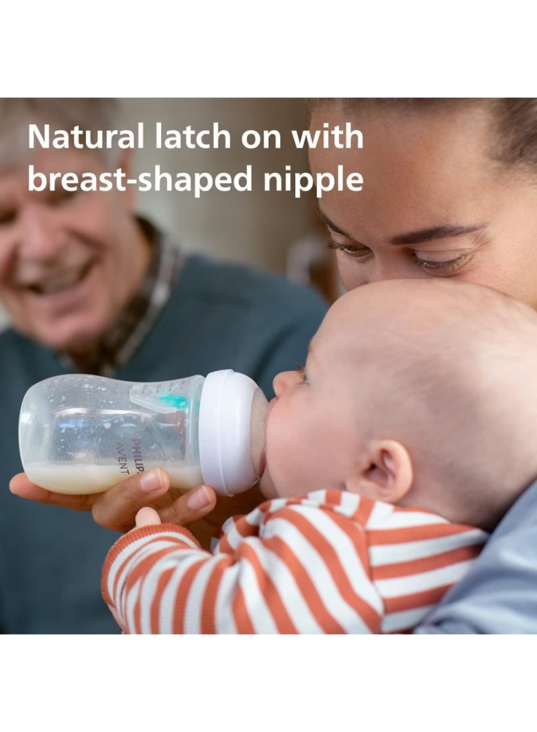 Philips Avent Natural Response Baby Milk Bottle With Airfree Vent BPA Free For Newborn Babies Elephant Pattern, 260ml