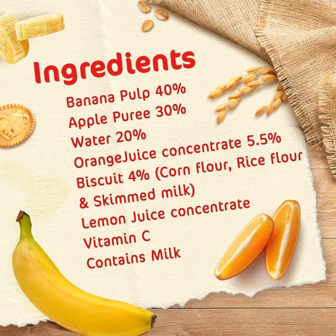 Nestle Cerelac Fruits Puree Pouch, Banana, Orange, Biscuit, from 6 Months, 90g