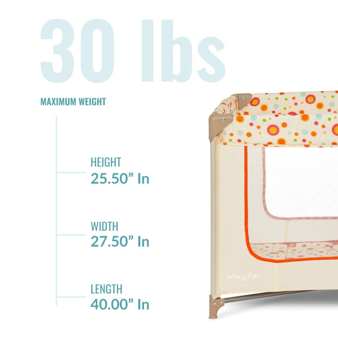 Dream On Me Zodiak Portable Playard with Carry Bag Shoulder Strap Beige