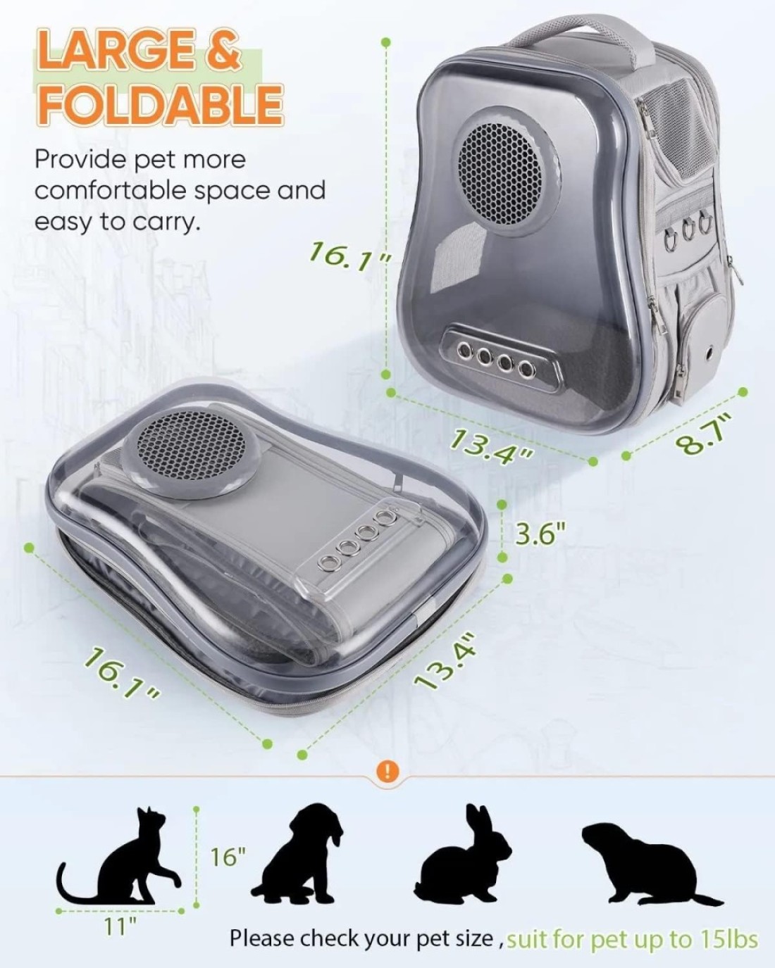 Vsell24 Cat Backpack Carrier Transparent Space Capsule Backpack For Traveling, Camping And Hiking For Cats Kittens And Puppies 40X33.5X24Cm