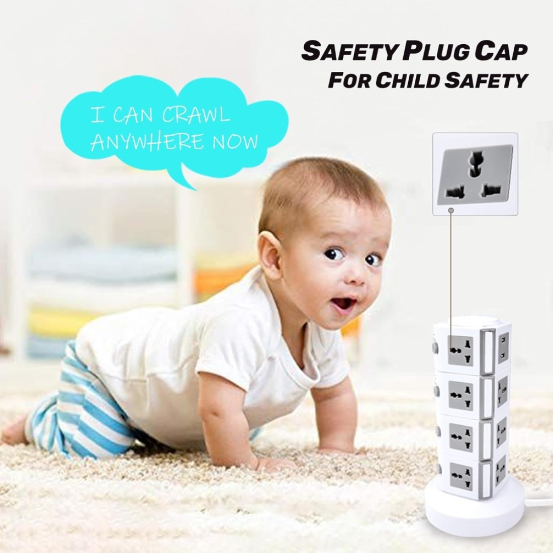 MODI 4 Layers Tower Extension Cord Socket USB Ports