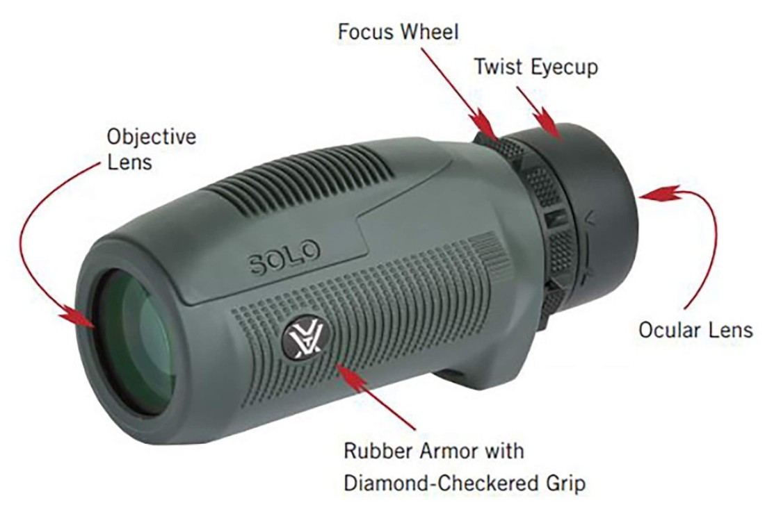 Vortex Optics Solo Monocular 8x25 Adjustable Eyecup Fully MultiCoated Lenses Rubber Armor NonSlip Grip Fogproof Waterproof Unlimited Unconditional Warranty