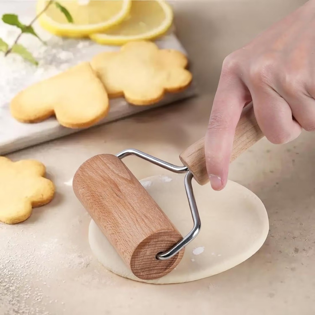 Fitto 10cm Wooden Rolling Pin - Premium Quality Baking Tool for Pastry, Dough, and Pizza - Durable, Easy to Clean, Perfect for Kids and Adults, Non-Stick Surface, Kitchen Essential