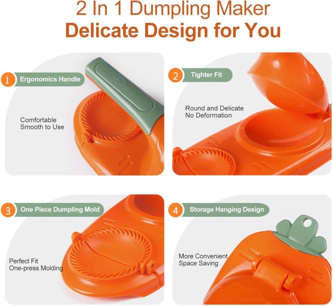 Fitto 2-in-1 Dumpling Maker - Easy DIY Dumpling & Ravioli Maker with Press Mould and Stuffing Spoon, Quick & Simple Dumpling Press Tool for Homemade Dumplings, Empanadas, Ravioli, Pastries & More