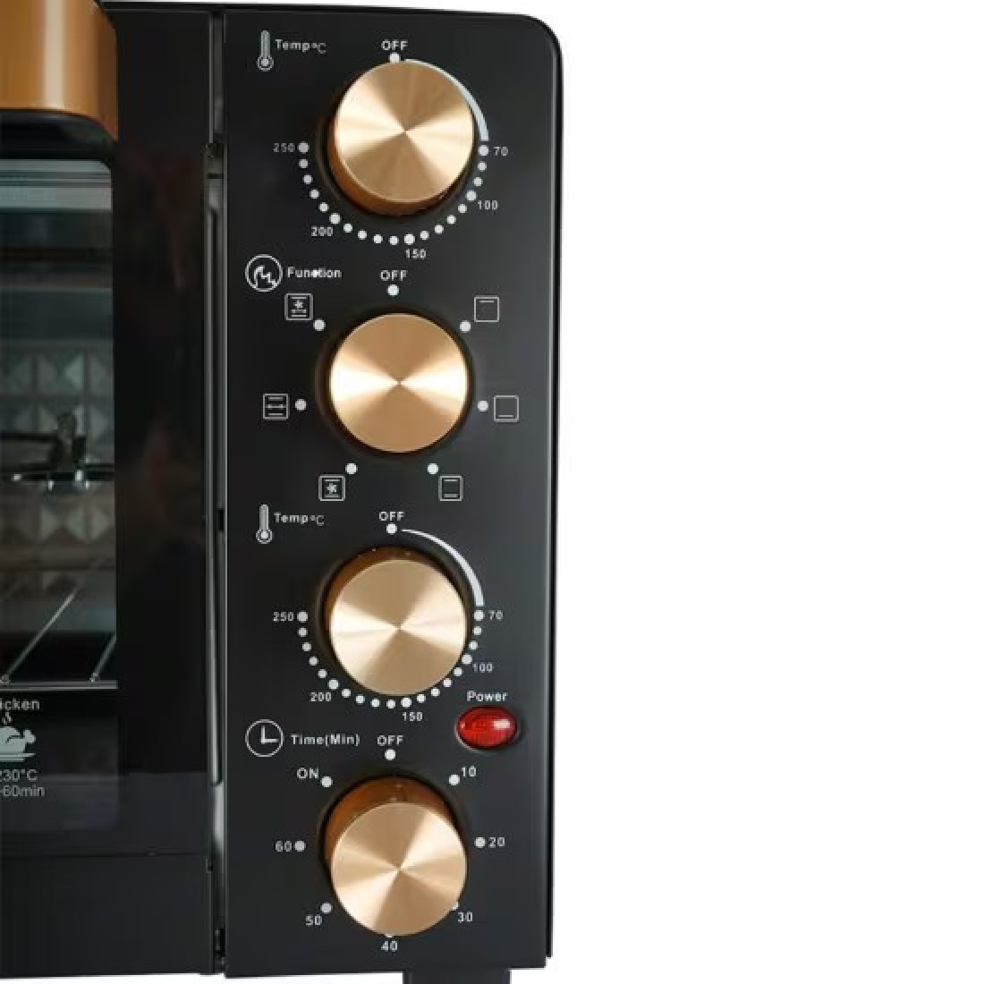 AFRA Electric Oven Toaster, 45L, 2800w Convection Rotisserie &amp; Oven Lamp, 4 Knobs Tray, Rack, Handle, 7-Functions Control, Adjustable Thermostat 70 To 250C, AF-4517OTBK, 2-Year Warranty