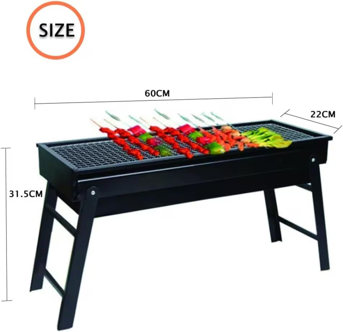 Portable Charcoal Barbecue Grill Foldable Stainless Steel BBQ Grill for Outdoor Camping Household Cooking Picnics Lightweight Durable Compact BBQ Equipment
