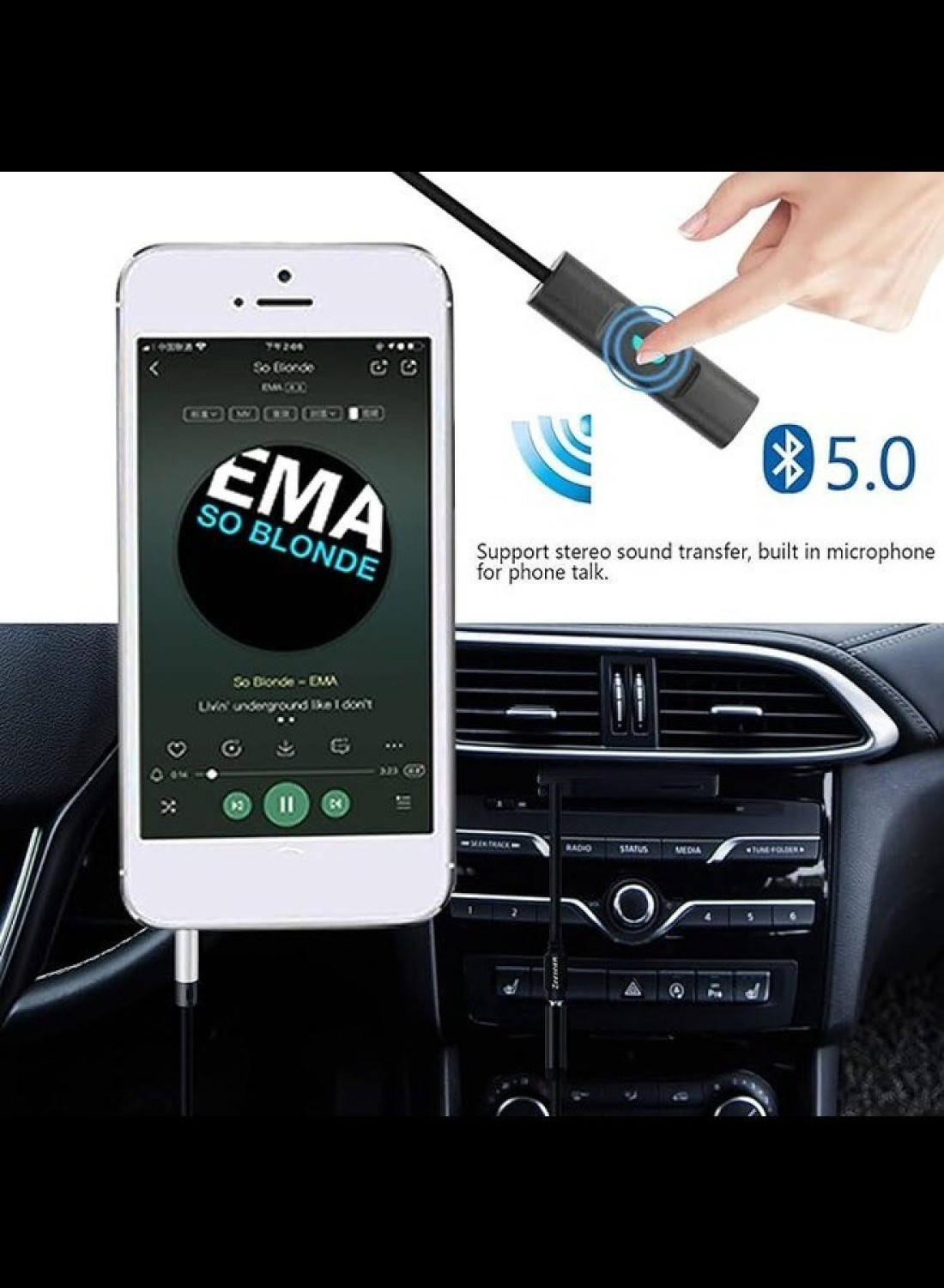 Radiotronics Cassette adapter for 5.0 car radio car cassette receiver Bluetooth car audio cassette to AUX adapter CD player MP3 iPod with 3.5 mm jack plug