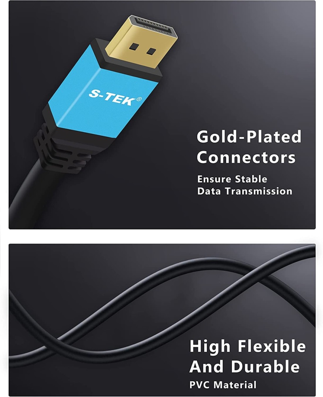 S-TEK [3mtr/6ft] Display Port to HDMI Cable Male to Male DP to HDMI for HDTV and Monitor Cable