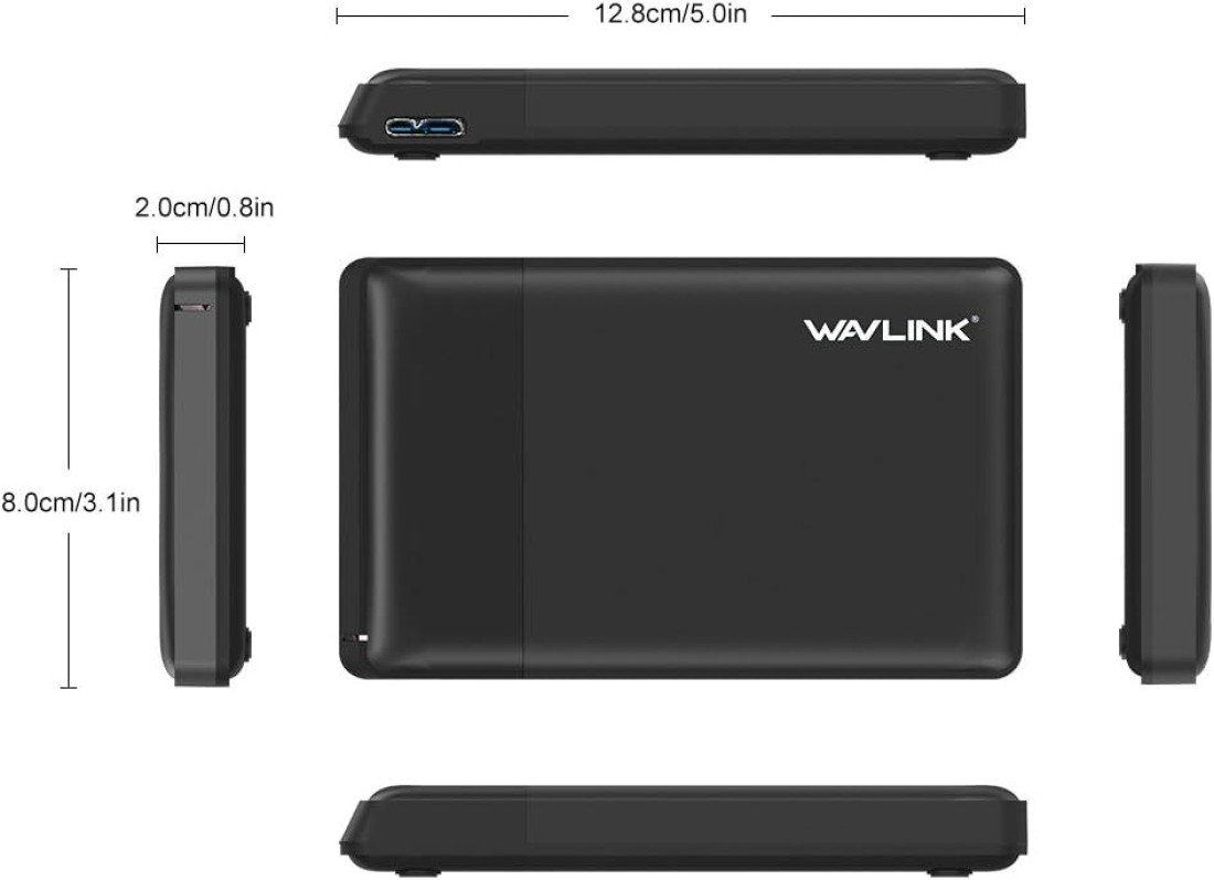 External USB 3.0 Hard Drive Case, Wavlink Hard Drive Enclosure, Support SATA I/Ii/Iii/HDD/SSD Hard Disk Case, Hard Drive Reader With LED Indicator, Support Uasp &amp; 2TB Drives