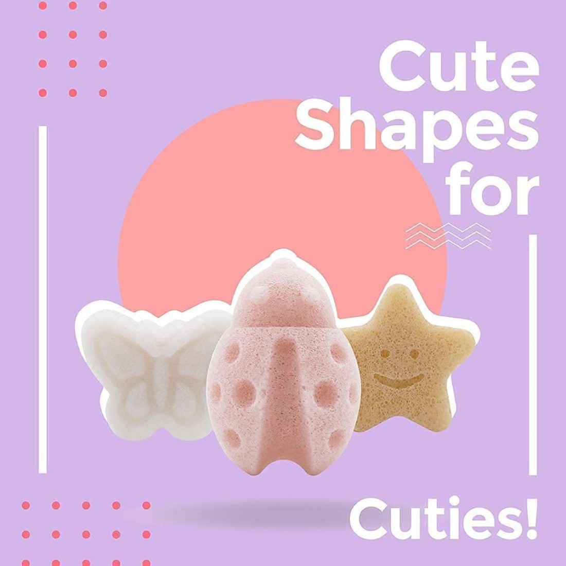 myHomeBody Konjac Baby Sponge for Bathing Cute Shapes Natural Kids Bath Sponges for Infants Toddler Bath Time Natural and Safe PlantBased Toys 3pc Set Butterfly Ladybug Star