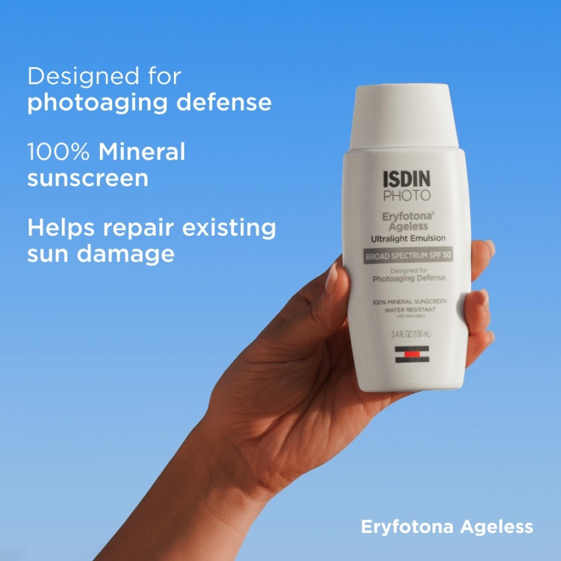 ISDIN Eryfotona Ageless Sunscreen Zinc Oxide and 100 Mineral Tinted Sunscreen SPF 50