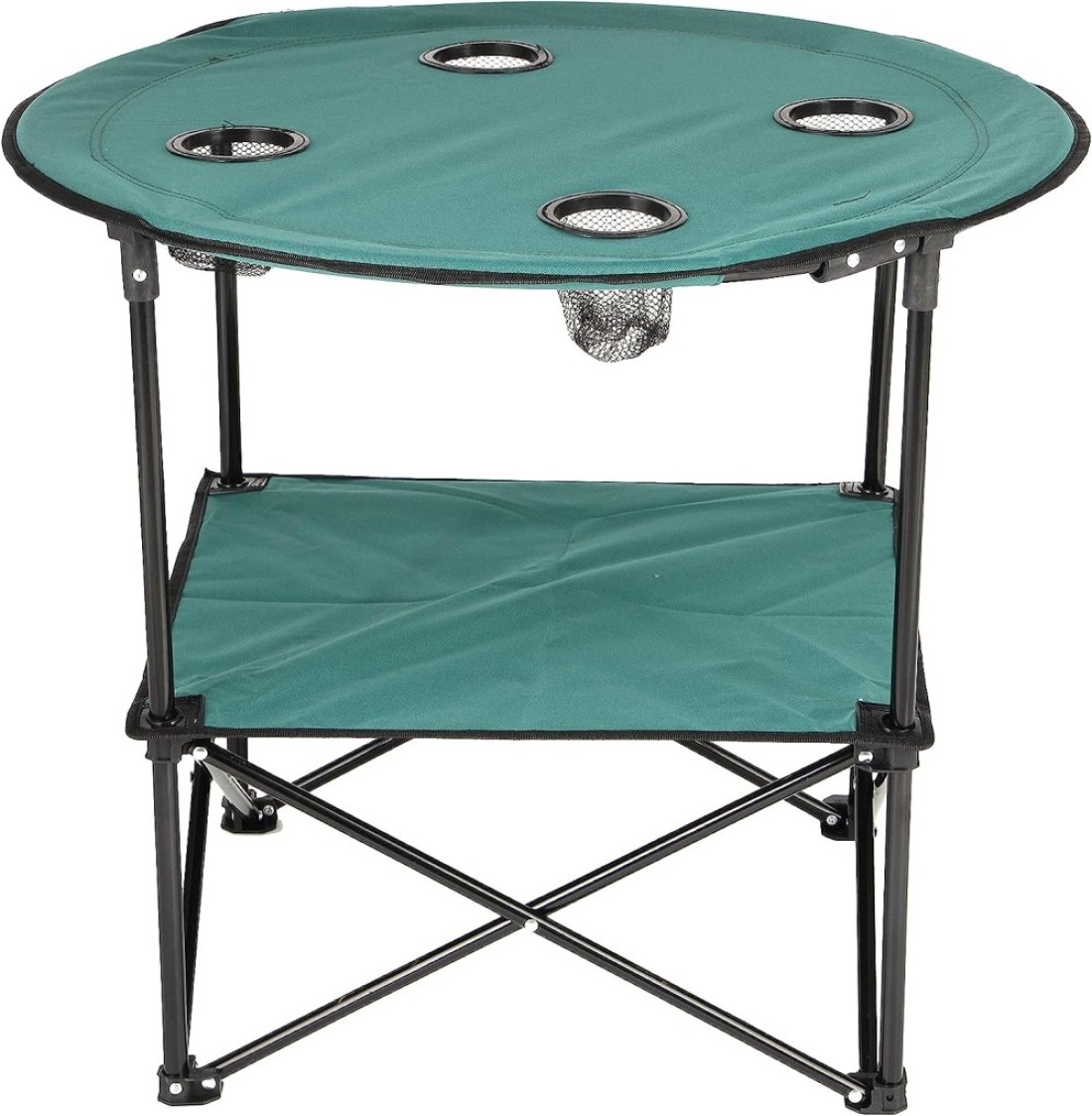 Royalford Round Camping Table-Rf11673 Lightweight, Portable And Foldable, Folds Flat For Storage Iron Tube With Washable Cloth, Perfect Indoor And Outdoor Entertainment Package Includes Carry Bag Blue