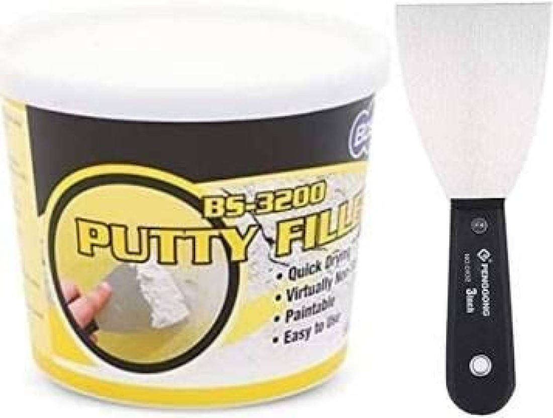 ABBASALI BOSSIL All-Purpose Putty, Putty Filler, Spackling for Drywall, Quick Drying, Designed for Interior and Exterior Home Use, Paintable, Permanent, Non-Shrinking, 500g 2PCS & 1PC SCRAPPER 2INCH