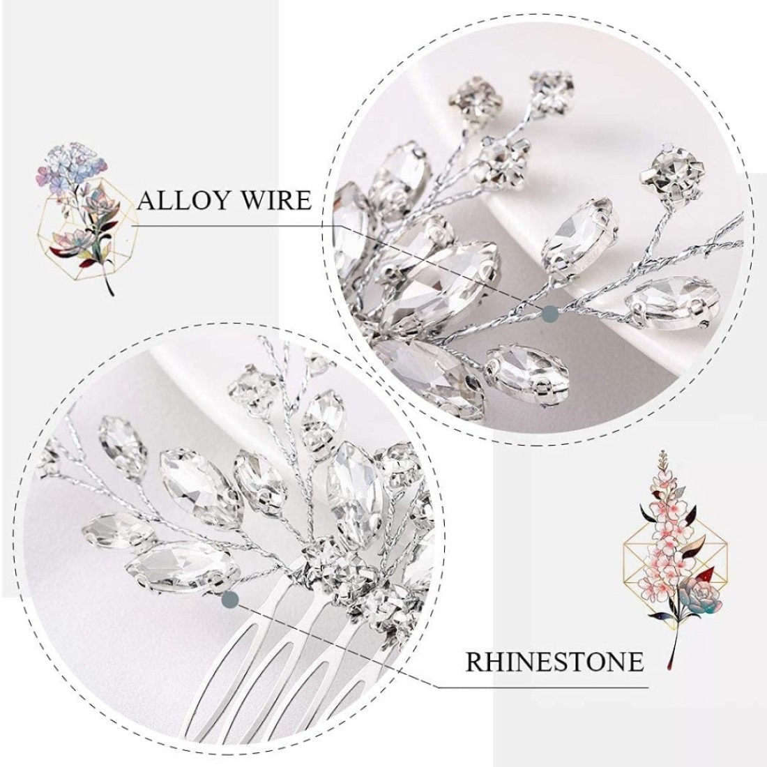 Jeairts Silver Rhinestone Bridal Hair Comb Crystal Wedding Hair Pieces Sparkly Brides Headpiece Hair Dress Decorative Accessories for Brides and Bridesmaids