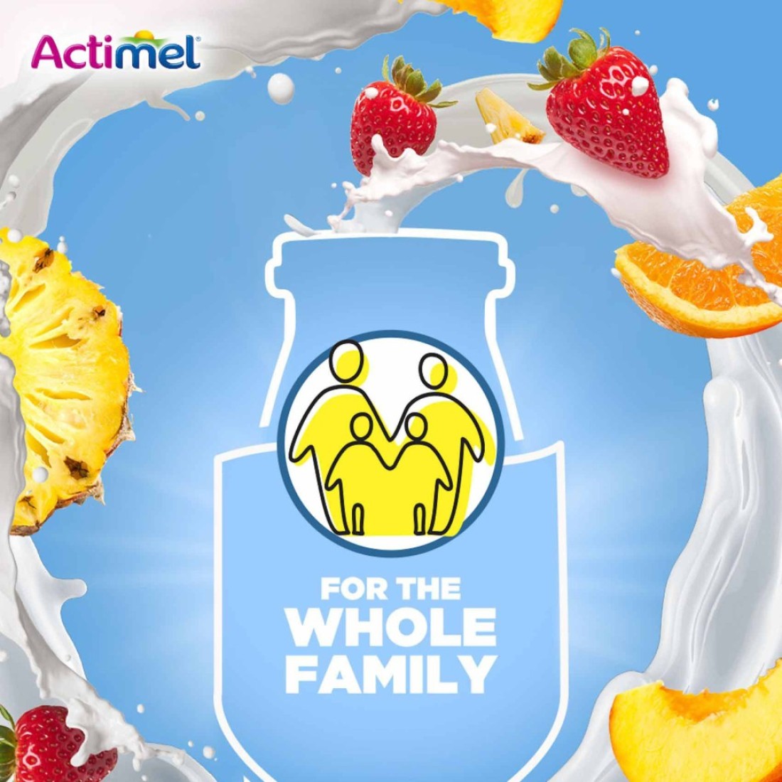 Actimel Multi-Fruit Flavored Low Fat Dairy Drink 93ml Pack of 4