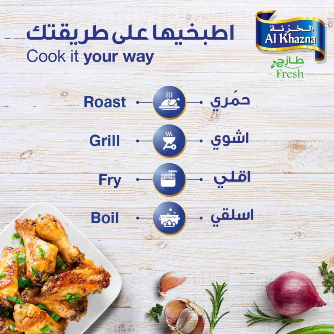 Al Khazna Thighs Whole Wings Chicken 1kg