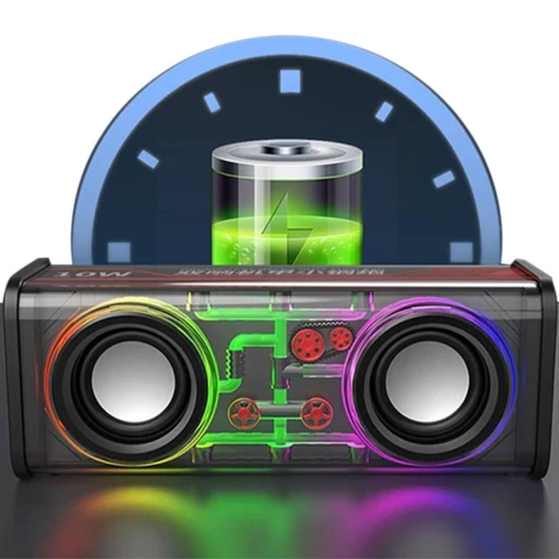 V8 Bluetooth Speaker, Dual Speakers, High Power Subwoofer, White
