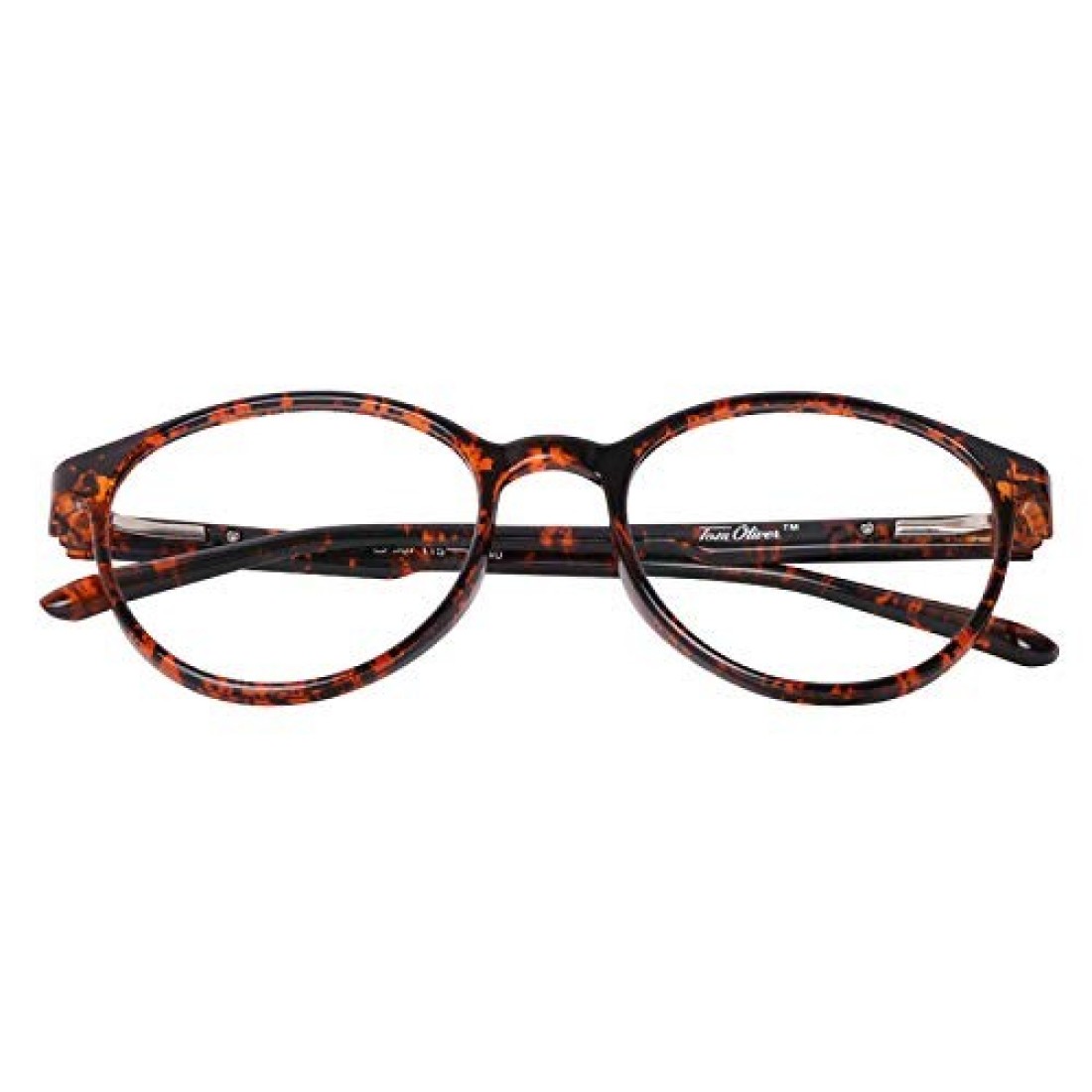 TOM OLIVER Blue Light Blocking Lightweight Computer Screen Glasses, Computer Reading/Gaming/TV/Phone for Women Men Teens Anti Eyestrain &amp; UV Glare (Round,Brown DA)
