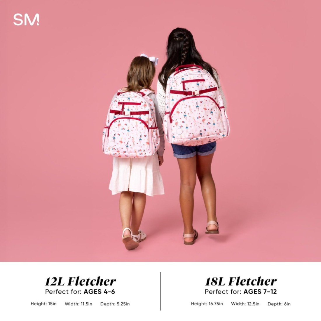 Simple Modern Medium Toddler Backpack for School Girls and Boys Kindergarten Elementary Kids Backpack Fletcher Collection Kids 15 tall Pink Ballerina