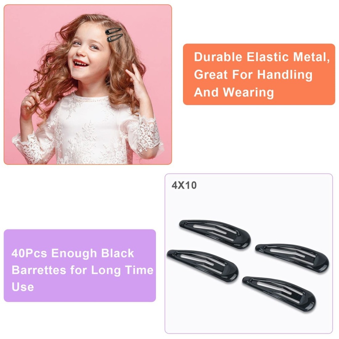 40Pcs Silicone Coated Hair Barrettes for Women NonSlip Metal Hair Clip Barrettes Drop Oil Protection Snap Hair Clips for Kids Teens GirlsBlack