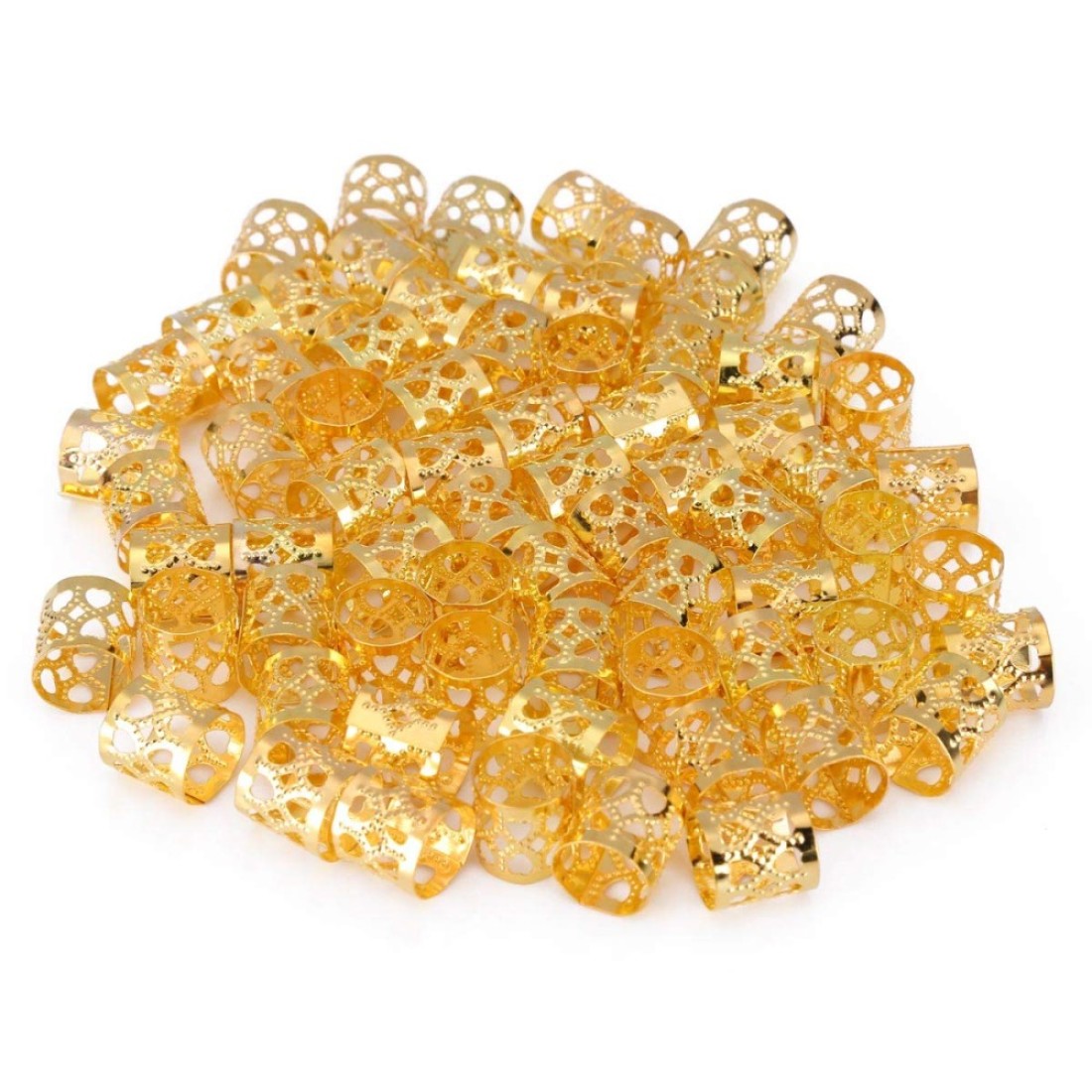 200 pcs Dreadlocks Beads Hair Braid Rings Clips Dread Locks Hair Braiding Metal Cuffs DecorationAccessories Jewelry Silver and Gold unisex