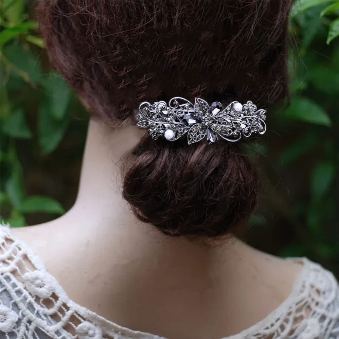 4 PCS Hair Barrettes for Women Ladies Flower Crystal Rhinestones Barrettes Pearl Spring Hair Clip Accessories Women Fashion Ponytail Holders Barrettes for Daily Wear Mothers Day present