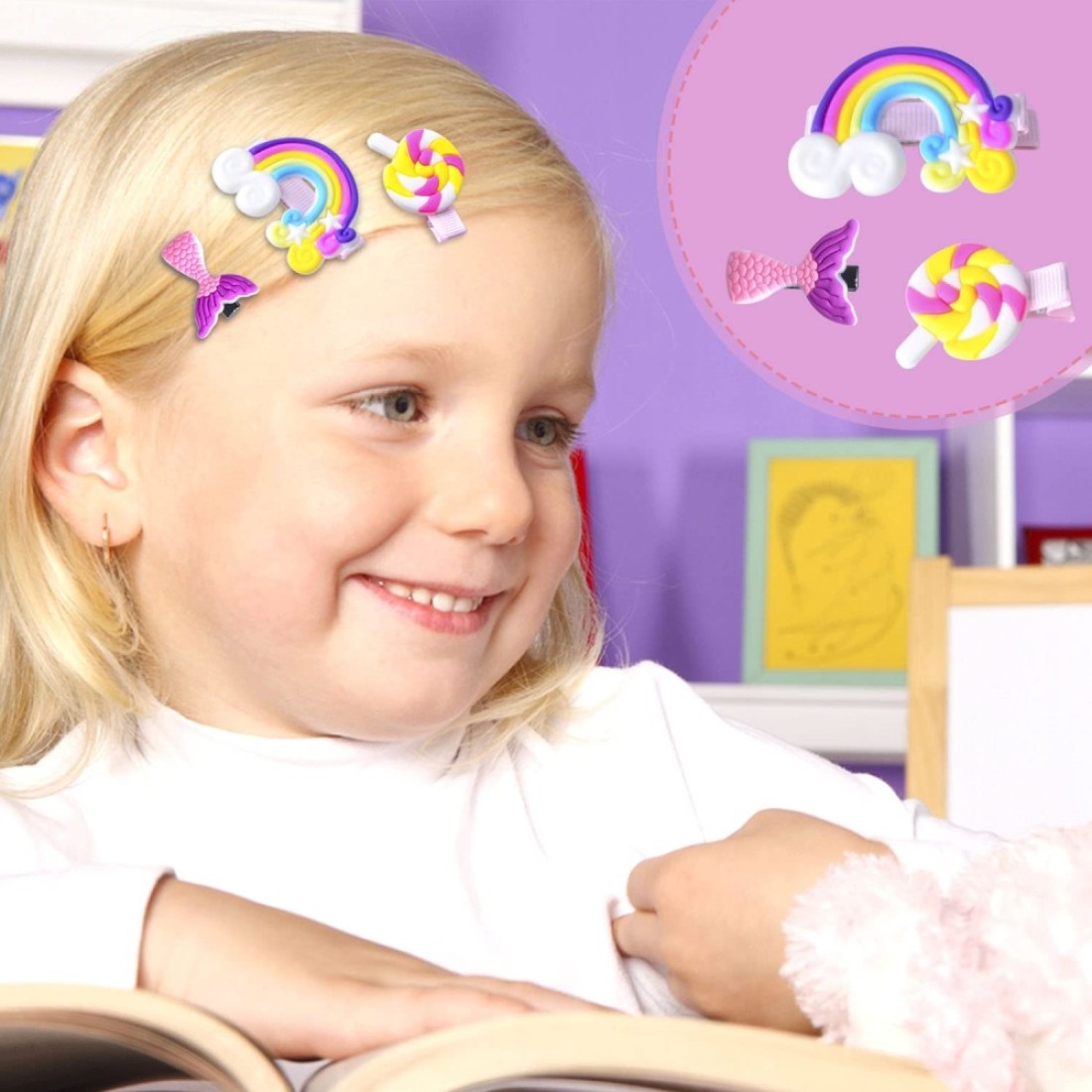 SKYNEO Baby Hair Clips Pin Barrettes for Girls Toddler Girls Accessories Kids Clips Styling Flower Rainbow Candy Fruits Butterfly Cute 42 Pieces