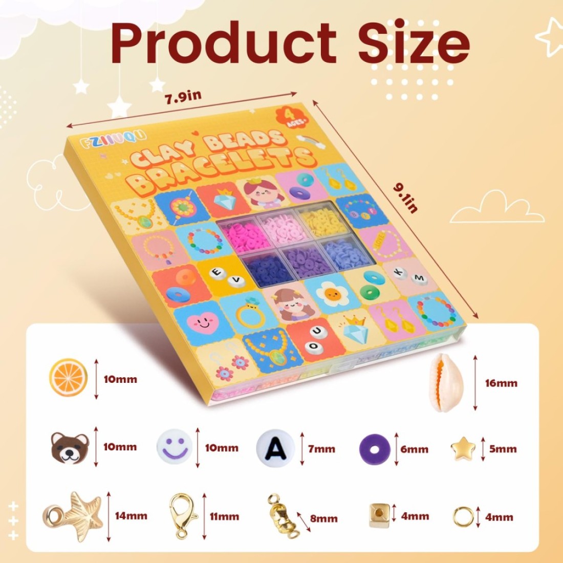 FZIIVQU 6100Pcs Clay Beads Bracelet Making Kit for Girls 24 Colors Friendship Bracelet Beads Kit with Letter Beads Polymer Heishi Bead for Jewelry Making